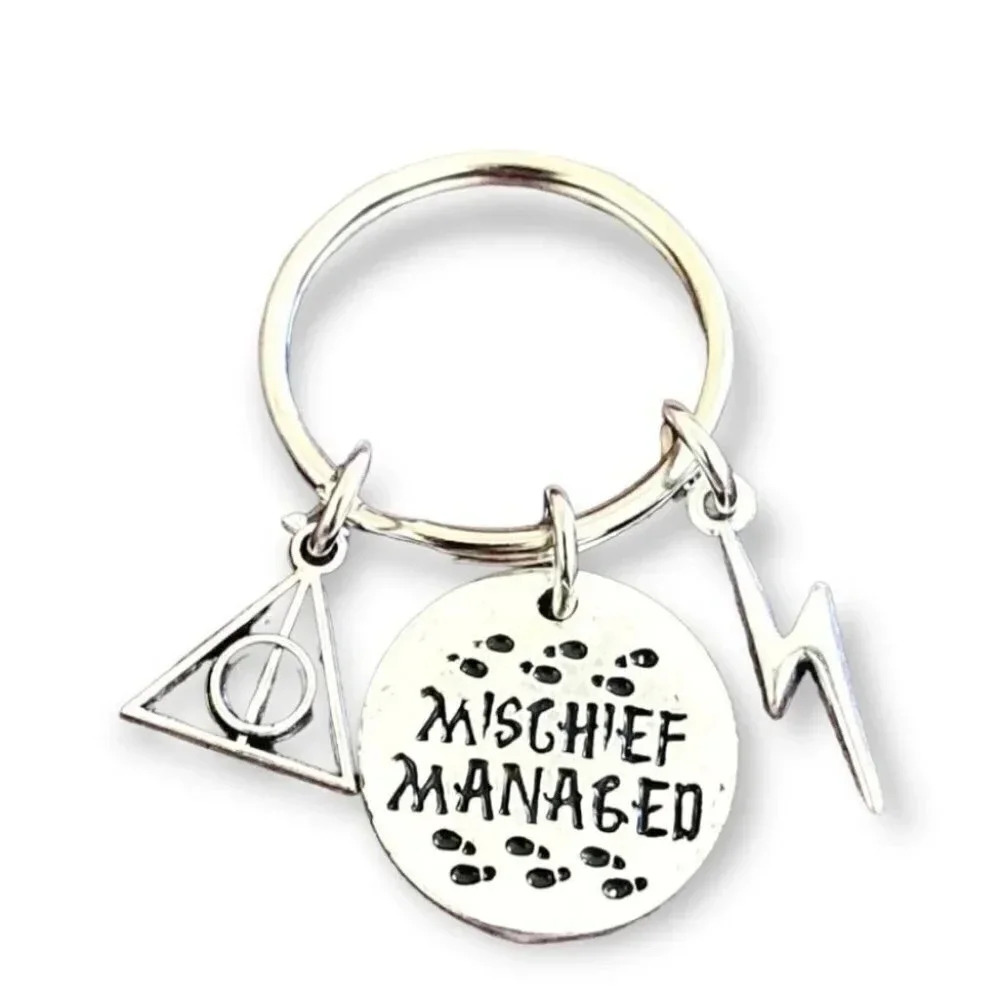 Harry Potter mischief managed  charm Keychain